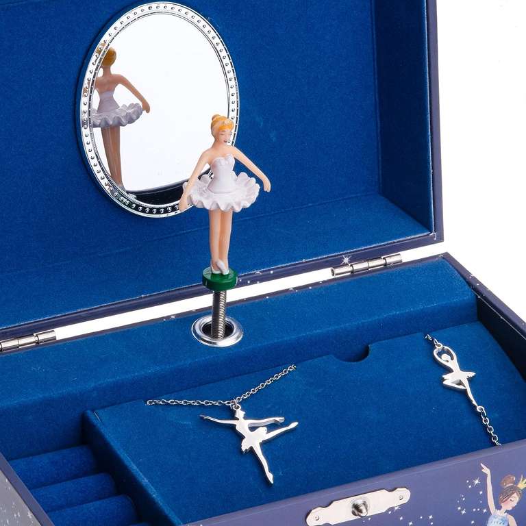 Pozytywka, pudełko na biżuterię z motywem baletnicy, z zestawem biżuterii dla dziewczynek. Druga opcja z koniem w opisie