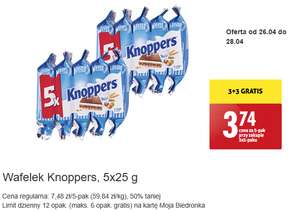 Wafelek Knoppers 5x25g 3+3 gratis @Biedronka