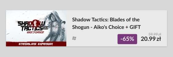 Aiko's Choice na PC tanio i otrzymaj grę Shadow Tactics za darmo! Oferta dla subskrybentów newslettera GOG.com