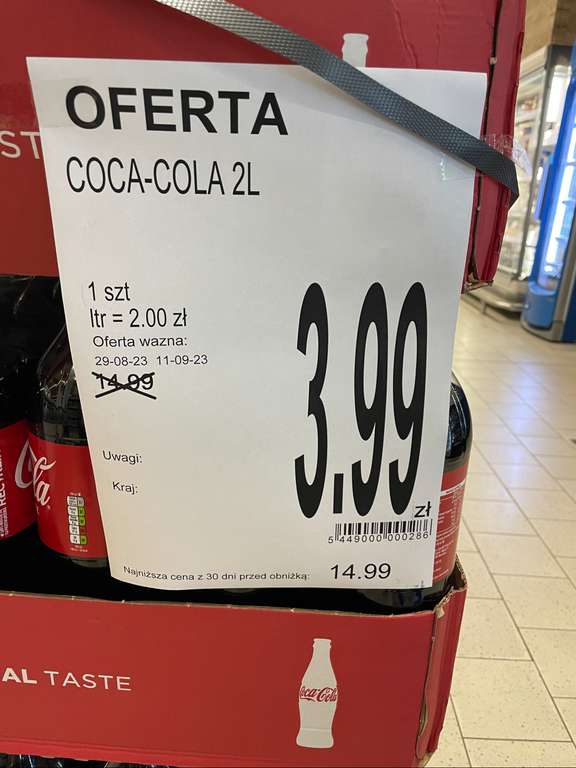 Coca-cola 2 litry Leclerc Kołobrzeg