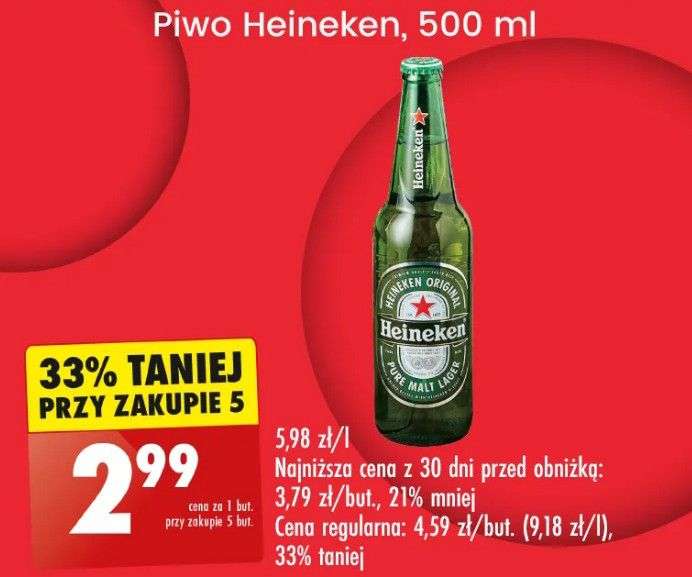 Piwo Heineken, 500 ml - Biedronka przy zakupie 5
