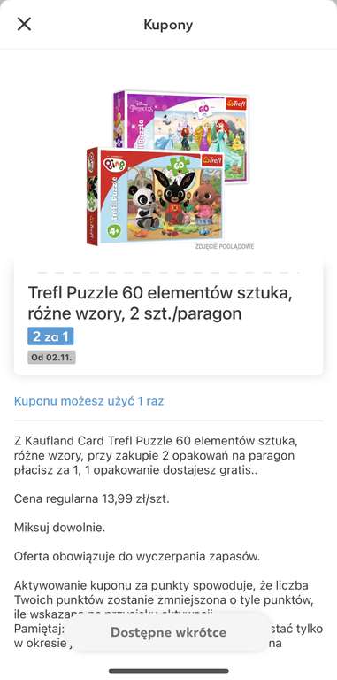 Trefl puzzle 60 elementów 2za1 Kaufland