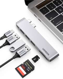 Hub USB-C UGREEN 6 w 2 dla MacBook Air / Pro (Thunderbolt 3, 100W PD, 40Gb/s, karty SD TF) @ Amazon