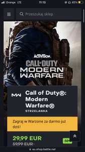 Gra call of duty Modern Warfare PC (29,99 Euro)