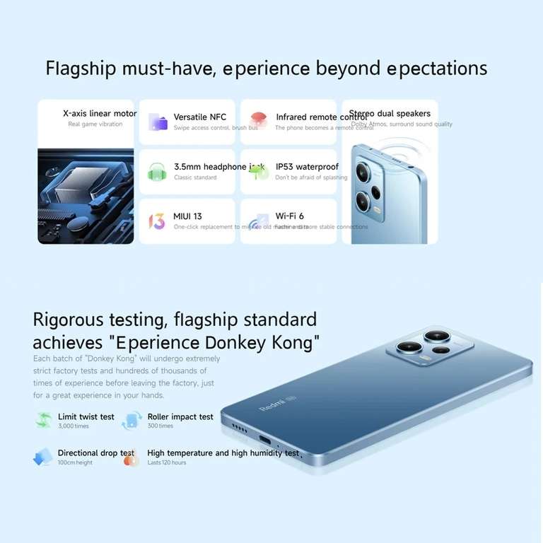 Smartfon Xiaomi Redmi Note 12 Pro 5G, 8/128GB, NFC, OLED 6.67 cala, 120Hz, Octa Core 1080, 67W szybkie ładowanie, edycja globalna, ($355.10)