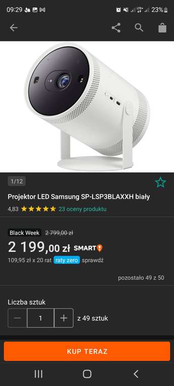 Projektor Samsung FreeStyle SP-LSP3BLAXXH