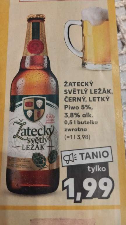 Piwo Zatecky 3,8-5% Kaufland