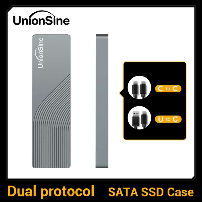 Obudowa NVME SSD na USB-C 3.2 10Gbps - 12.73 USD - UnionSine MD202 - NVME, SATA, na RTL9210B, z termal padem, radiator alu