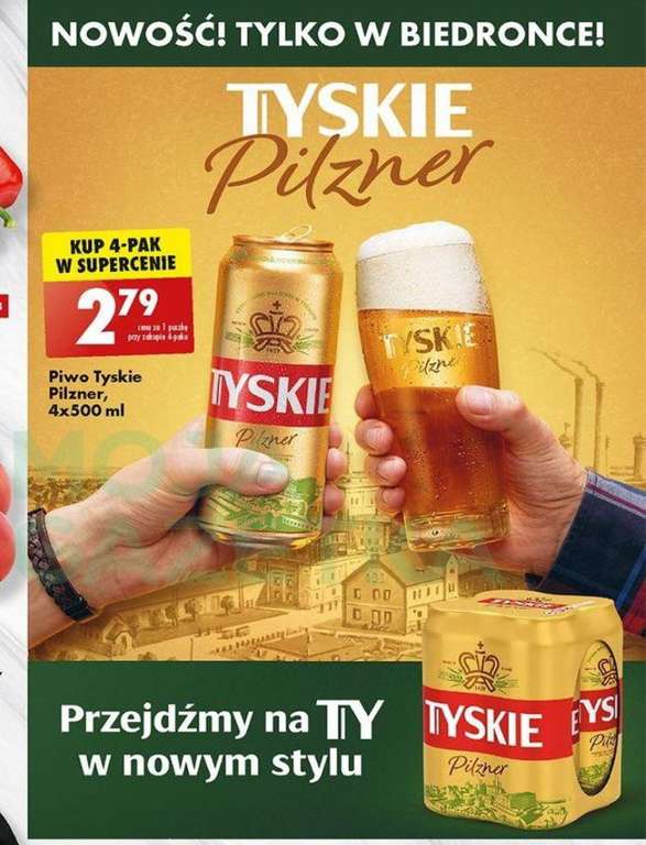 Nowość: Piwo Tyskie Pilzner za 2,79 zł przy 4-paku (czytaj opis!) @Biedronka