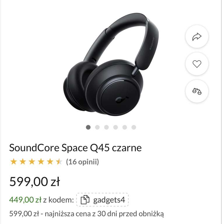 Słuchawki SoundCore Space Q45 czarne