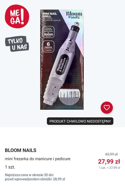 Mini frezarka Bloom Nails do manicure i pedicure, 1 szt. 6 frezów w zestawie