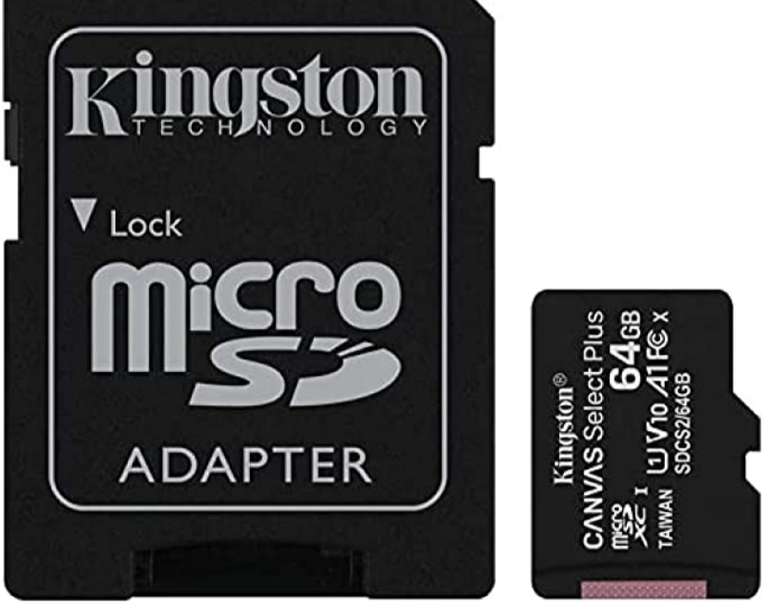 Karta Pamięci MicroSD Kingston Canvas Select Plus SDCS2 64GB - zapis/odczyt - 40/90 MB/s - dożywotnia gwarancja - darmowa dostawa Prime