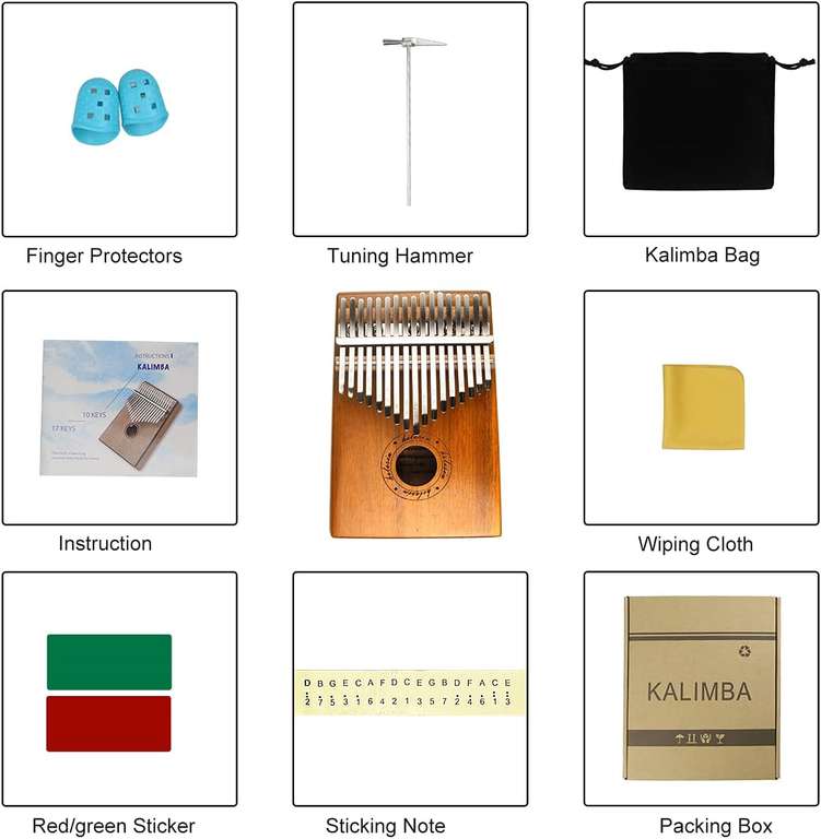 Kalimba 17 Key, Thumb Fortepian Marimba – lite pianino instrument muzyczny z młotem (torba KOA)