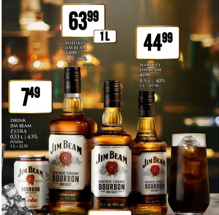 Whiskey Burbon Jim Beam 1L DINO możliwe 58,17zł przy zakupie 11 sztuk.