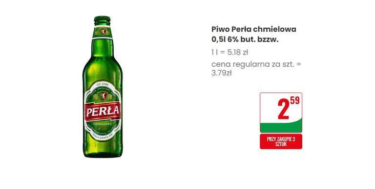 Piwo Perła chmielowa 0,5l (przy zakupie 3 szt.) @Dino