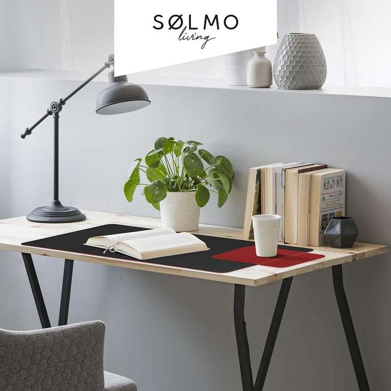 sølmo - designerska podkładka na biurko [85x40 cm] z podkładką pod mysz I zmywalna skóra PU I duża mata na biurko z zabezpieczeniem krawędzi