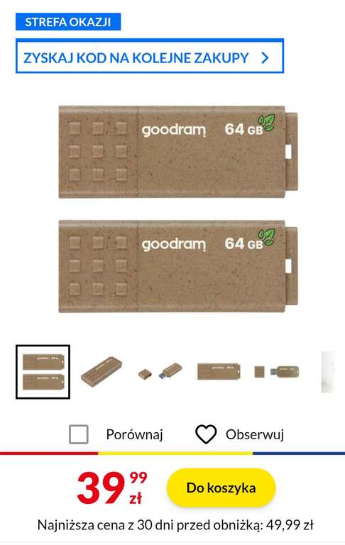 PenDrive GoodRam UME3 Eco Friendly Dwupak 2x128GB USB 3.2 (lub 2x64GB za 39.99 i inne), odb.os.0zł