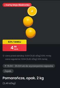 Pomarańcze opak. 2kg (2,49 zł/kg) @Biedronka