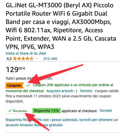 GL.iNet GL-MT3000 (Beryl AX) - Mini router Gigabit WiFi 6 - Port WAN 2,5Gbit, EUR 95,24 z dostawą