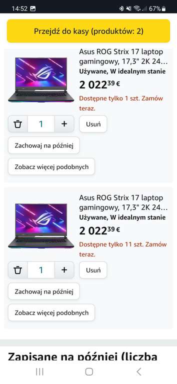 [AWD] Laptop Asus ROG Strix , 17,3" 2K 240 Hz, Ryzen 9-6900HX, RAM 32 GB, SSD 1000 GB, RTX 3080, Windows 11, QWERTZ,