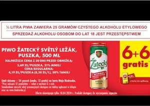 Piwo Zatecky lezak puszka 6+6 gratis
