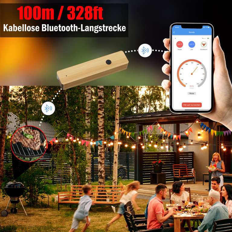 Termometr do mięsa, bezprzewodowy termometr do grilla z dwiema sondami, aplikacja Bluetooth, 100 m - 42,38€