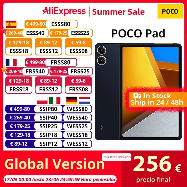 Tablet POCO Pad 12,1" 120Hz 2.5K 8/256GB - wersja Global - 288.44$