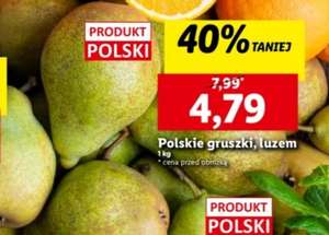 Gruszki polskie 4,79zl/kg Lidl
