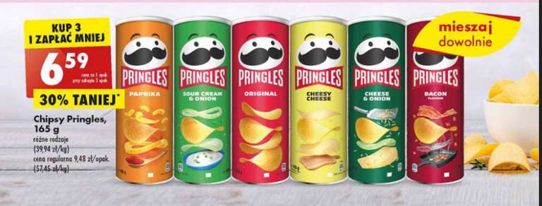 Chipsy Pringles 165 g różne rodzaje przy zakupie 3 opak. @Biedronka