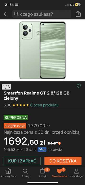 Smartfon Realme GT 2 8/128 GB zielony gwarancja producenta 2 lata