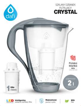 DAFI Crystal szklany dzbanek filtrujcy + 1 filtr Dafi classic