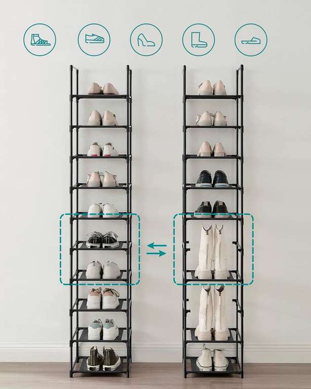 [Tylko z Prime] Regał (półka) na buty (10 poziomów, 33 x 33 x 173 cm) @ Amazon