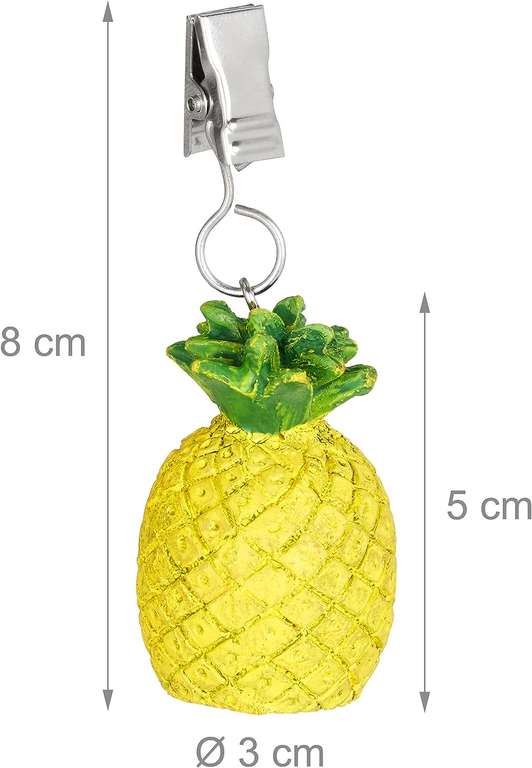 Ananas obciążniki do obrusu, 8-częściowy zestaw, żółte