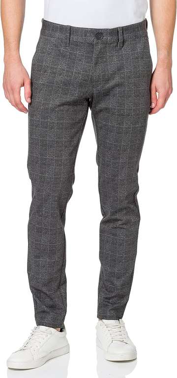 ONLY & SONS meskie spodnie slim w kratkę (10 rozmiarow) kolor szary @ amazon