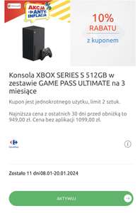 Konsola Xbox series S z kuponem aplikacji Carrefour.pl