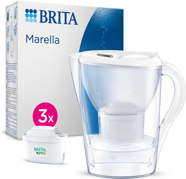 Brita Marella Dzbanek filtrujący, 2,4 l + 3 Filtry w zestawie. Biały