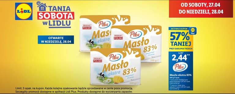 Masło ekstra Pilos 83% 200g (przy zakupie 3) @Lidl