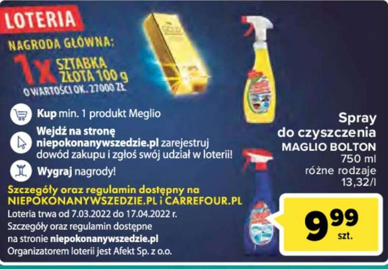 Meglio odtłuszczacz uniwersalny spray 750 ml Carrefour (możliwe 8.99)