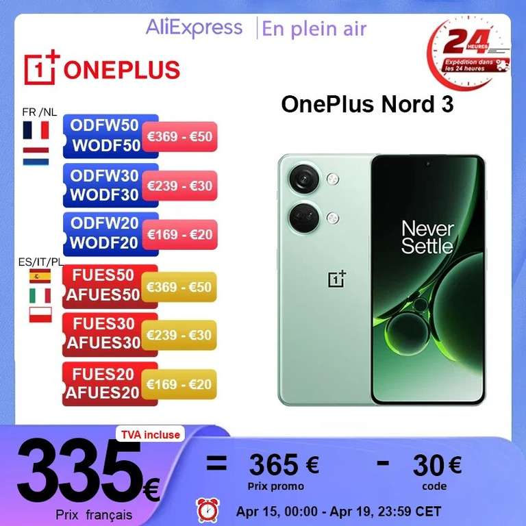 Smartfon OnePlus Nord 3 (wersja global) 16/256GB - (356.74$)