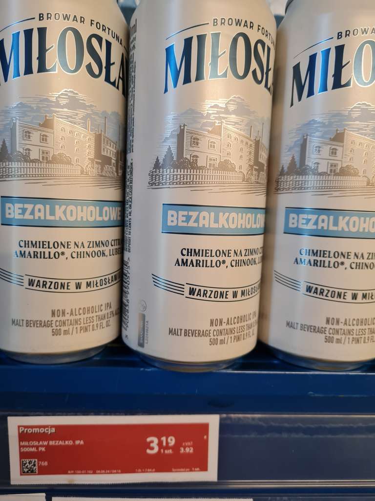 Piwo bezalkoholowe Miłosław, puszka 500 ml, Selgros