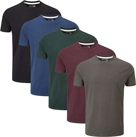 Charles Wilson 5 Sztuk T-Shirt 100% bawełna Okrągły Dekolt, rozmiar XS-3XL