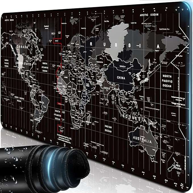 Retoo Podkładka pod mysz gamingową, mapa świata, 800 x 300 mm XXL