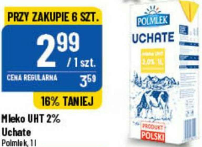 Mleko Uchate 2% Polmlek 1L ( przy zakupie 6 sztuk ). POLOMarket