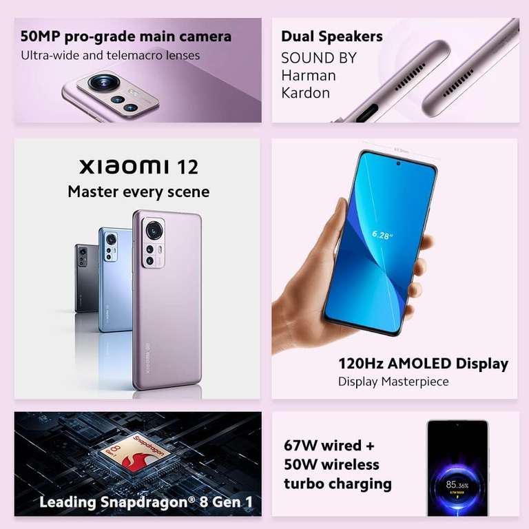 Smartfon Xiaomi 12 fioletowy 8/128gb
