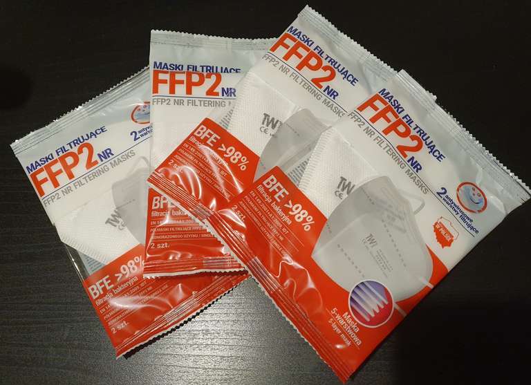 Biedronka - półmaseczki filtrujące FFP2 (opak. 2szt.) 2 + 2 gratis