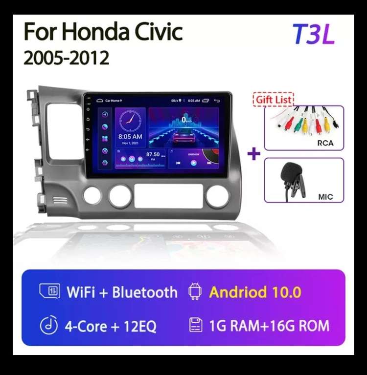 Radio Honda Civic 8 Android WiFi itd. US $61.70