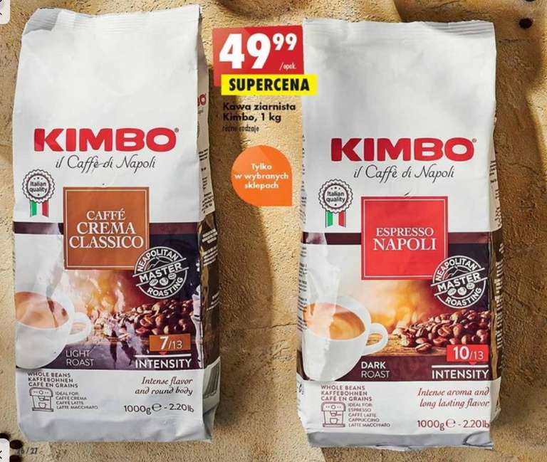 BIEDRONKA: Kawa ziarnista KIMBO 1 kg