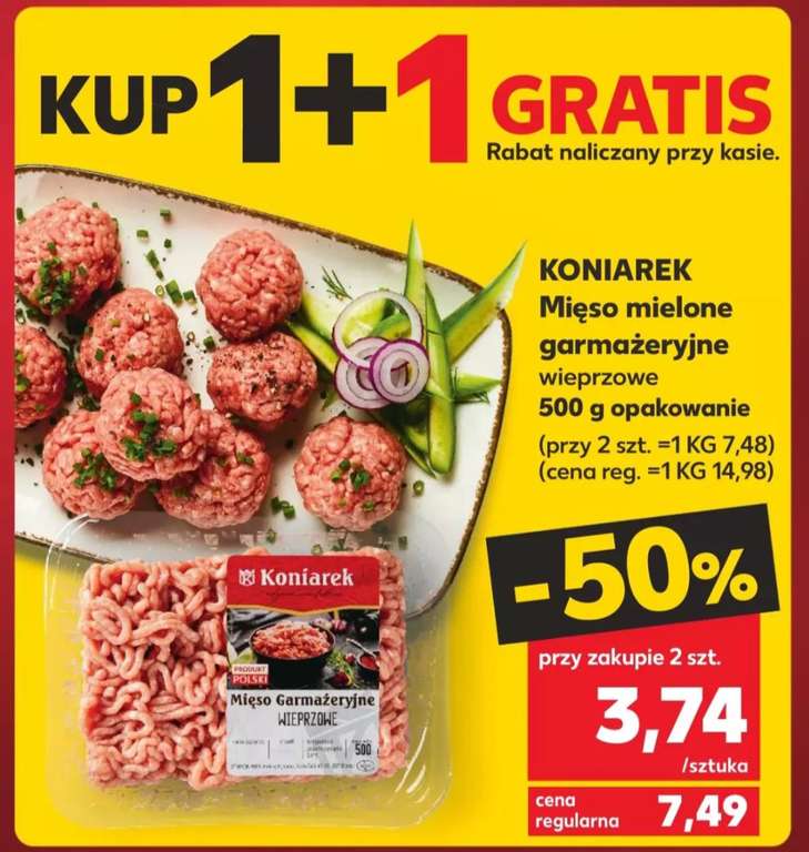 Mięso mielone garmażeryjne wieprzowe 500g 1+1 gratis Kaufland