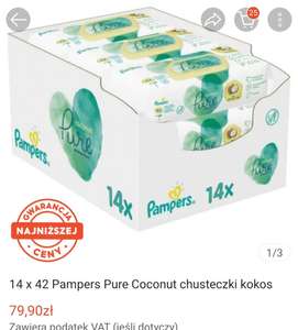 Chusteczki nawilżone Pampers Pure coconut 14szt, 5,13/paczka