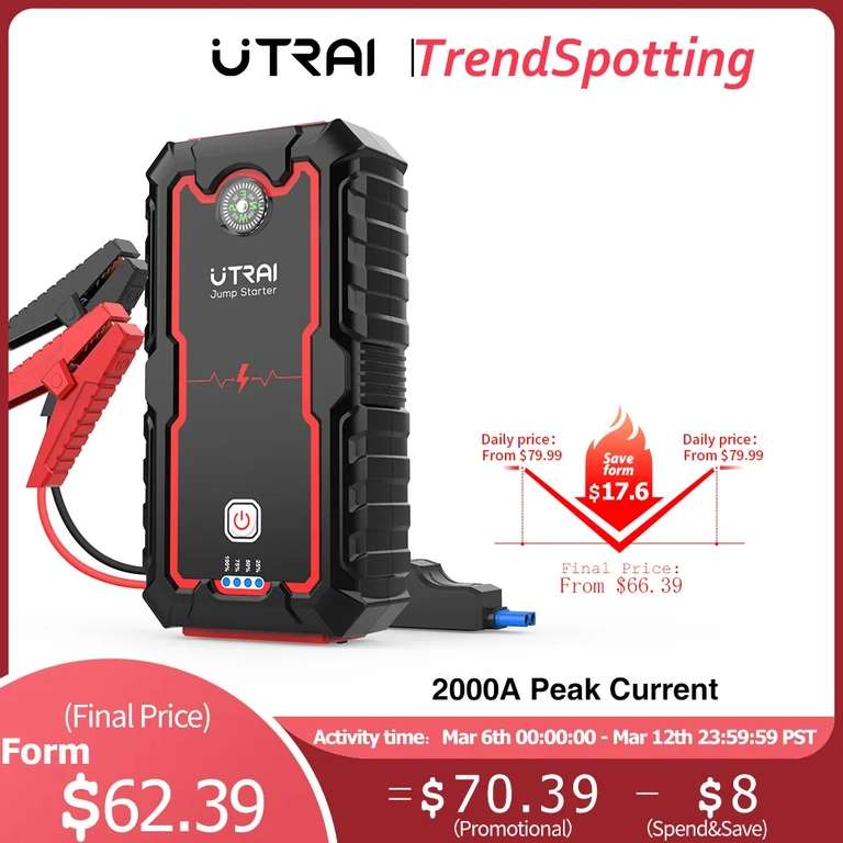 Jump Starter UTRAI 2000A ponownie w dobrej cenie | $67.66